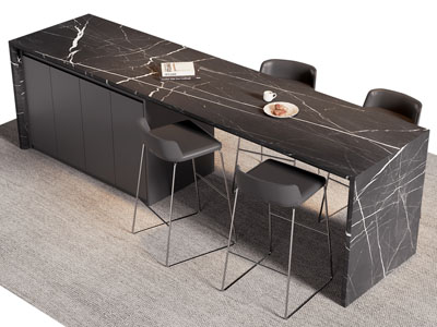 现代大理石餐桌椅组合