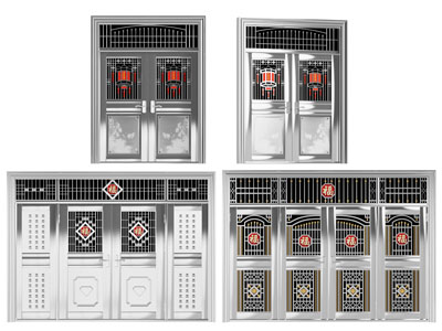 现代金属入户门 大门 平开门 防盗门