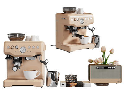 现代咖啡机 咖啡杯 摆件组合
