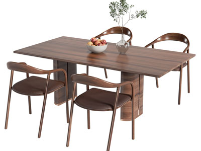 新中式实木长方形餐桌椅组合