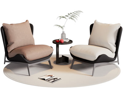 现代休闲椅子 边几