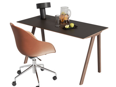 现代书桌椅组合3d模型 现代书桌椅组合