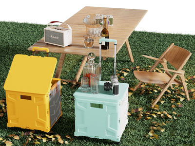 现代营地休闲餐桌椅组合