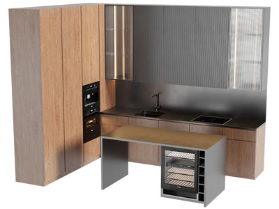 现代整体橱柜 厨房中岛台