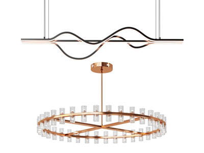 现代圆形金属线条吊灯