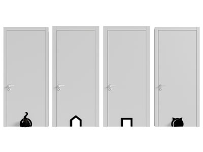 现代带宠物通道的房门 平开门