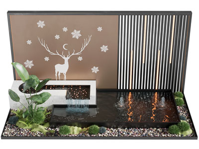 新中式庭院景墙 水池 石子景观园艺小品