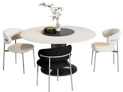 现代圆形餐桌椅组合