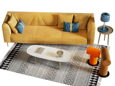 现代多人沙发 茶几组合3d模型 现代多人沙发 茶几组合