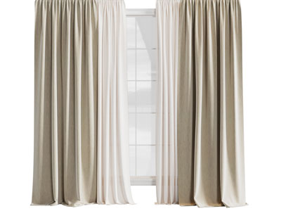 现代布艺窗帘窗纱3d模型 现代布艺窗帘窗纱