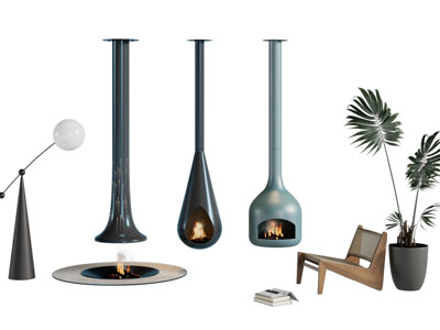 现代金属悬挂式壁炉火炉