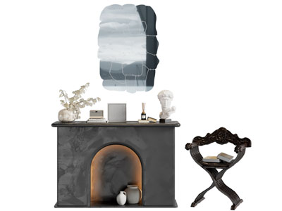 法式壁炉火炉 休闲椅子 装饰镜子