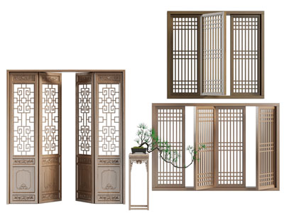 新中式雕花门扇 镂花窗平开门 平开窗户