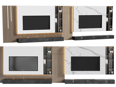 现代电视背景墙3d模型 现代电视背景墙