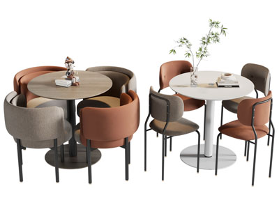 现代圆形商务洽谈桌椅组合