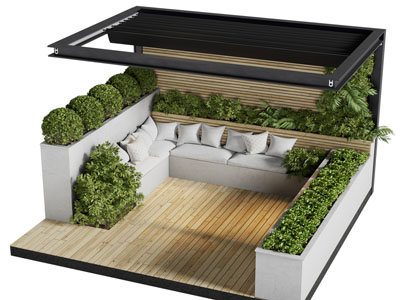 现代庭院景观多人沙发 花坛花池盆景盆栽