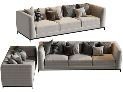 现代布艺多人沙发3d模型 现代布艺多人沙发