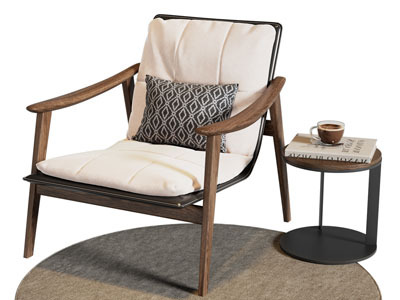 北欧休闲椅子 边几