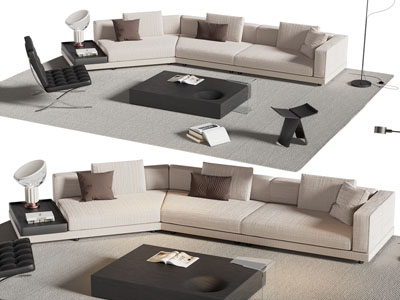 现代弧形多人沙发 休闲椅子和茶几组合