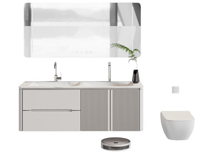 现代洗手台 镜子 浴室柜 马桶