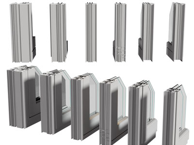 现代窗组角 平开窗组合