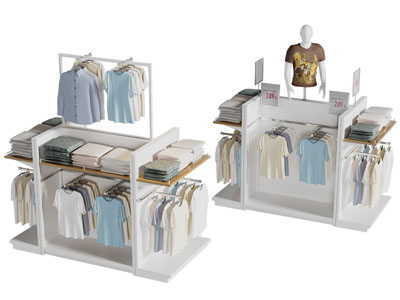 现代超市衣服美陈 展柜 货架3d模型 现代超市衣服美陈 展柜 货架