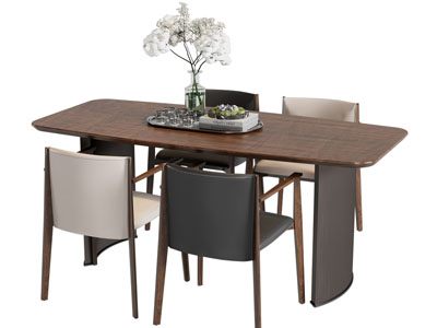 现代中古风餐桌椅组合