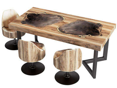 现代原木餐桌椅组合