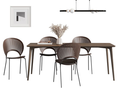 现代中古风餐桌椅组合