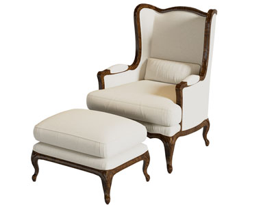 法式单人沙发 脚踏