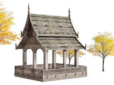 东南亚木质亭子