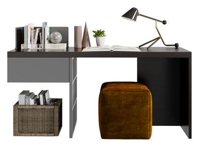 现代书桌椅组合3d模型 现代书桌椅组合