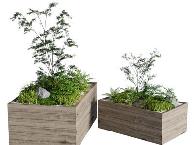现代实木花箱花草盆景盆栽植物