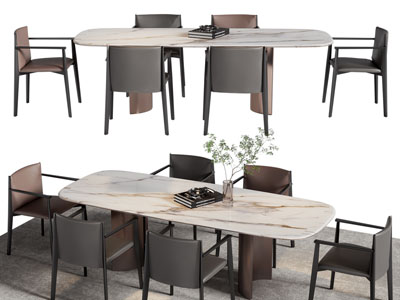 现代大理石餐桌椅组合