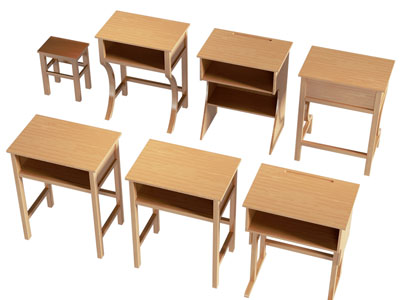 现代实木学生书桌 木凳子3d模型 现代实木学生书桌 木凳子