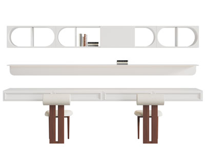 现代书桌椅组合3d模型 现代书桌椅组合