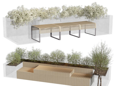 现代户外景观花坛公共椅子