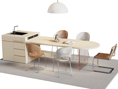 现代吧台餐桌椅组合