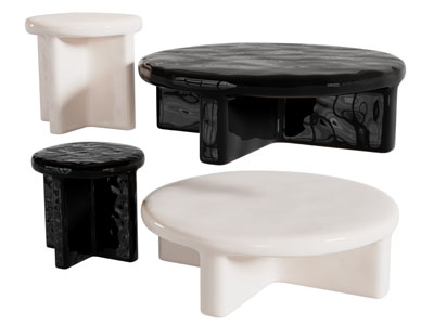 侘寂风圆形茶几边几