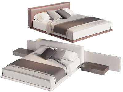 现代双人床 床头柜