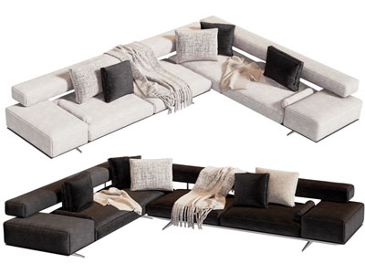 现代转角多人沙发3d模型 现代转角多人沙发