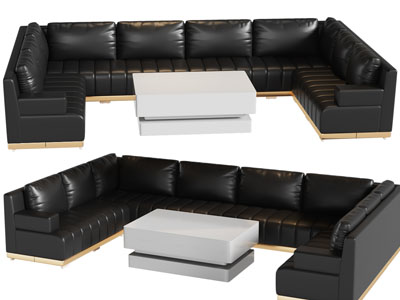 现代转角多人沙发 茶几3d模型 现代转角多人沙发 茶几