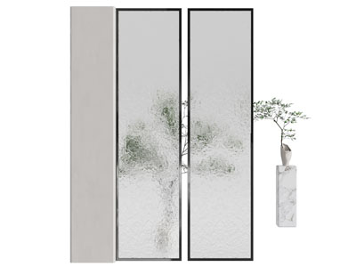 现代花纹玻璃隔断3d模型 现代花纹玻璃隔断