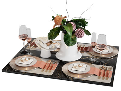 现代碗碟 刀具 花瓶花卉 餐具组合