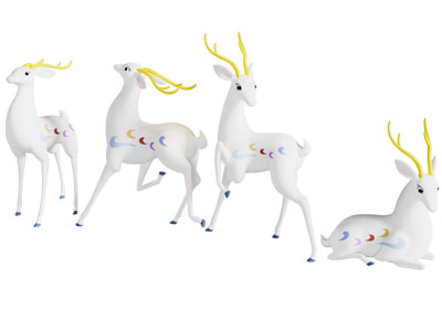 现代鹿雕塑雕刻摆件组合