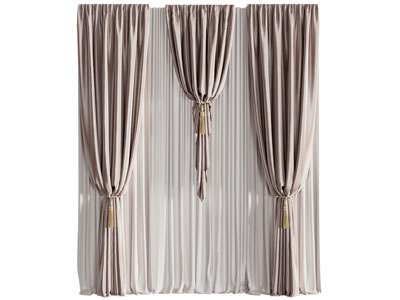 现代窗帘窗纱3d模型 现代窗帘窗纱