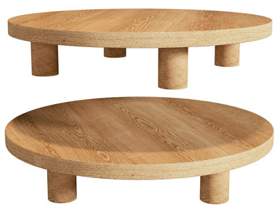 现代圆形实木茶几