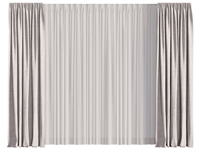 现代布艺窗帘窗纱3d模型 现代布艺窗帘窗纱