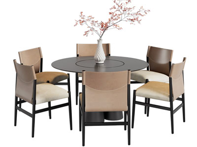 现代圆形餐桌椅组合