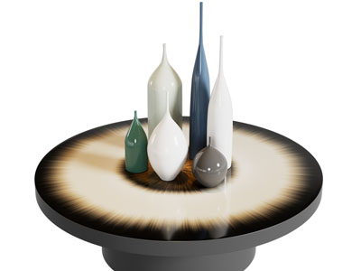 现代圆形茶几 陶瓷器皿